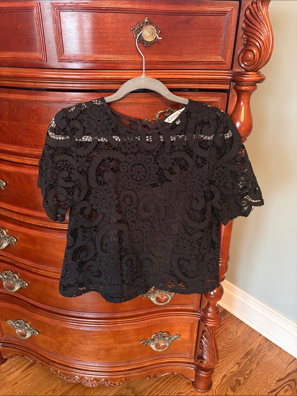 Nanette Lepore Black Lace (lined) Short Sleeve Blouse